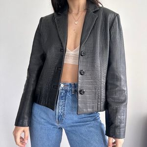 Vintage genuine lambskin croc embossed jacket